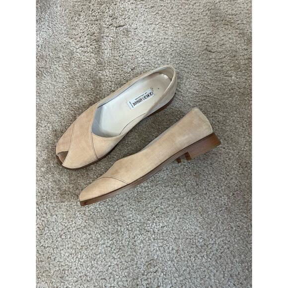 Giorgio Armani Peep Toe Tan Sandal Shoes Sz 36.5 - Picture 3 of 8